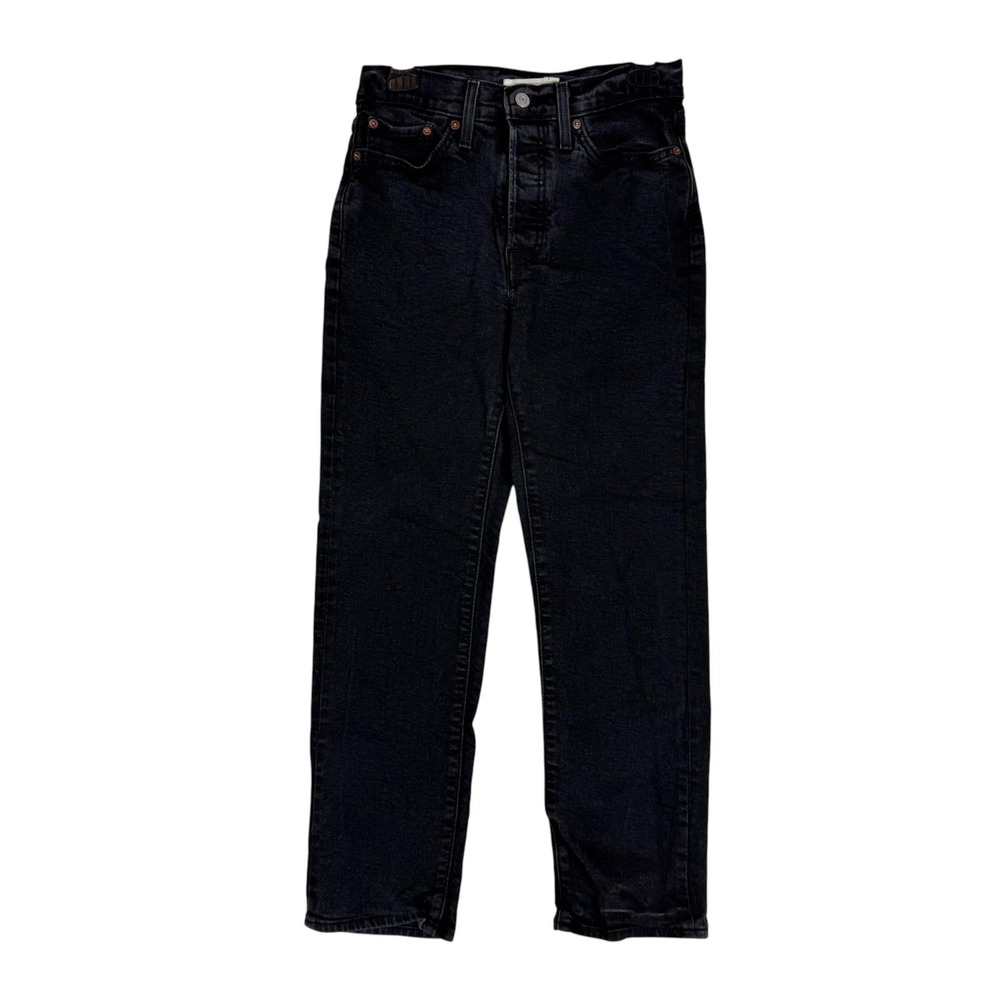 Levi's Wedgie Straight Jeans Womens 28 Charcoal Wash High Rise Stretch Denim
